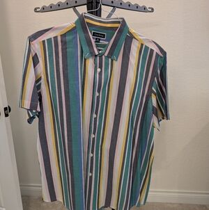 Men's 2XL CLUB ROOM Button Down Multi-Colored Shirt